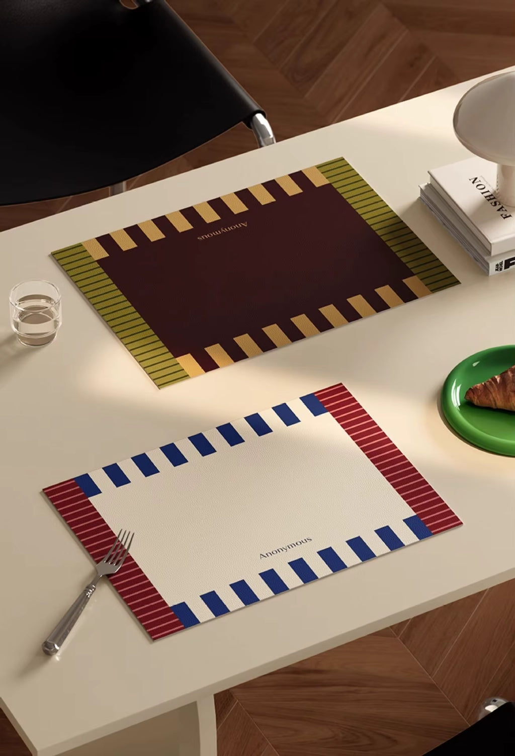 Mid-Century Modern Leather Dining Placemat | Oil-Proof, Wipeable & Heat Insulated