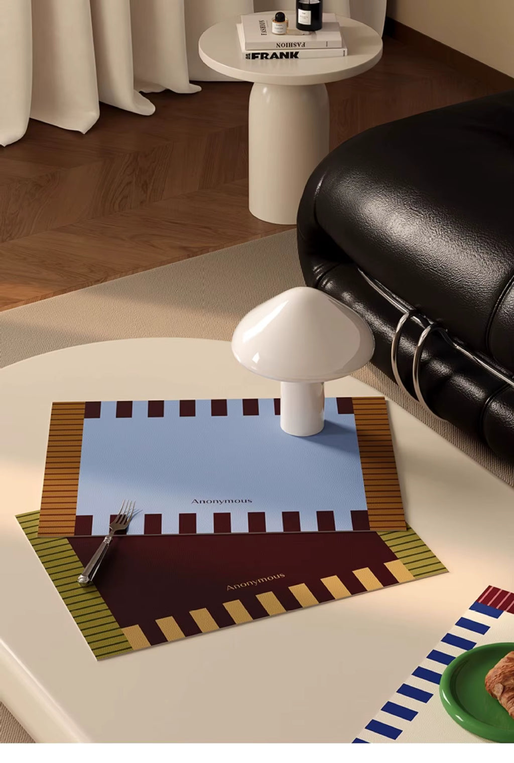 Mid-Century Modern Leather Dining Placemat | Oil-Proof, Wipeable & Heat Insulated
