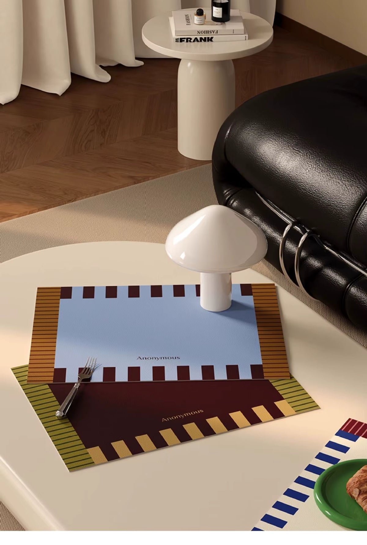 Mid-Century Modern Leather Dining Placemat | Oil-Proof, Wipeable & Heat Insulated