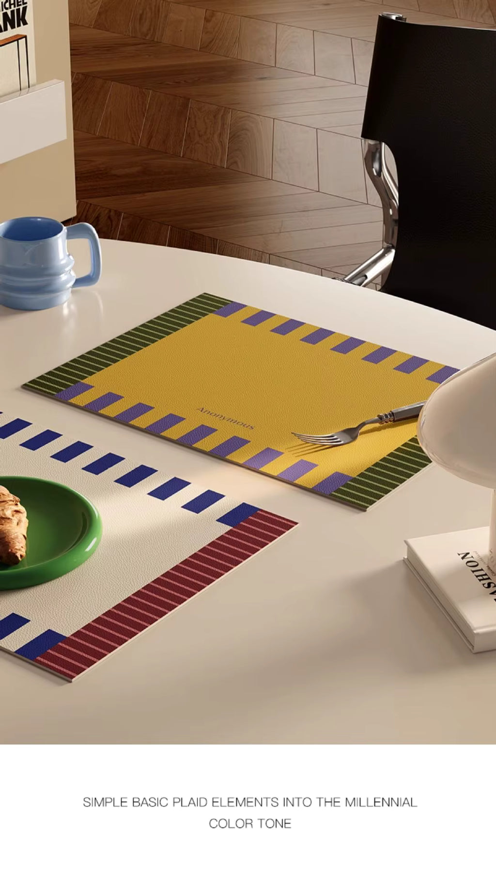 Mid-Century Modern Leather Dining Placemat | Oil-Proof, Wipeable & Heat Insulated